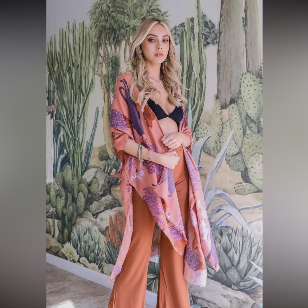 Pink and Orange Floral Kimono